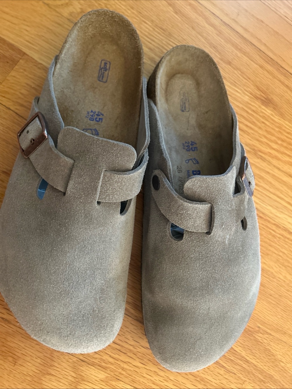 Birkenstock Taupe Suede Boston Clogs - Picture 3 of 5